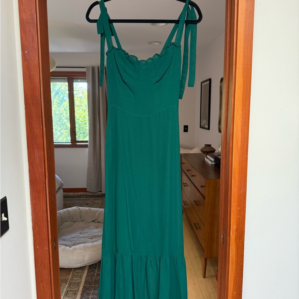 Reformation Forest Green Midi Dress - Picture 3 of 6